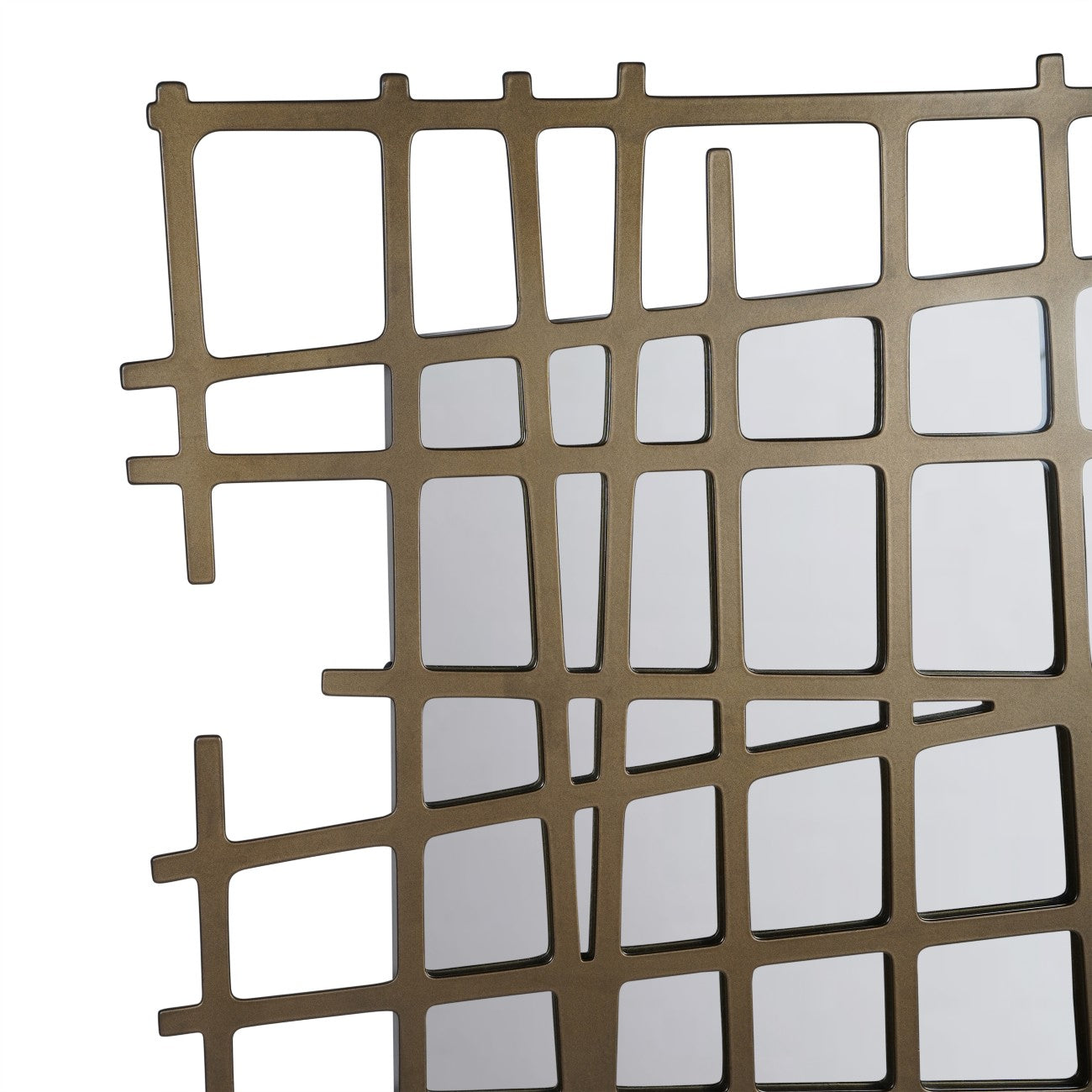 Art Deco Brass Lattice Full Length Wall Mirror